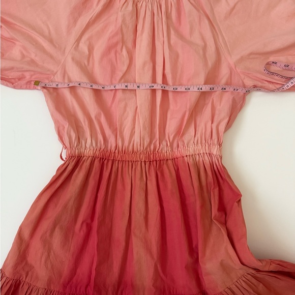 Oliphant Ombre Red/Coral Crew Dress | Puff Sleeves | M - Picture 4 of 8